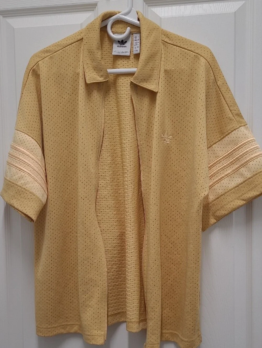 adidas Pale Yellow Perforated Zip-Up Shirt Jacket